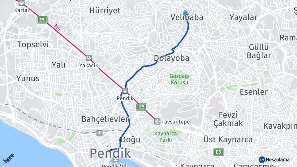 Velibaba Pendik Arası Kaç Km - Yol Tarifi