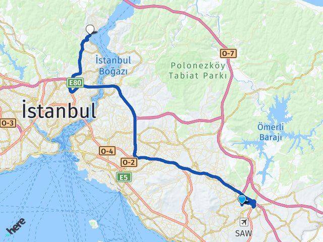 Yenişehir Sarıyer Arası Kaç Km - Yol Tarifi