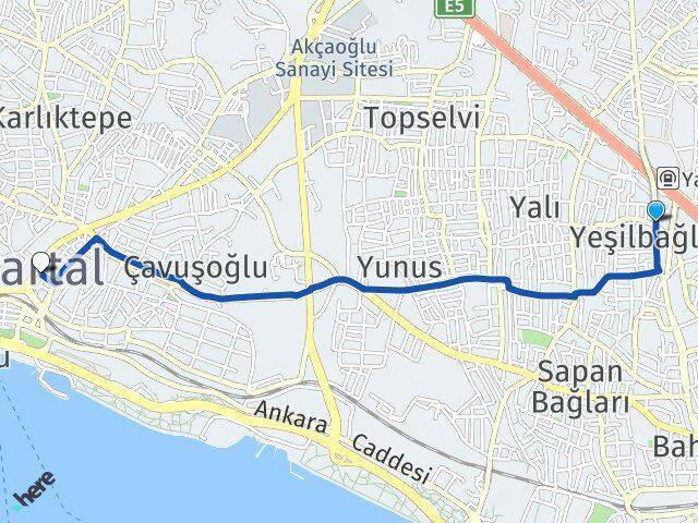Yeşilbağlar Kartal Arası Kaç Km - Yol Tarifi