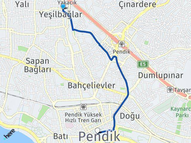 Yeşilbağlar Pendik Arası Kaç Km - Yol Tarifi