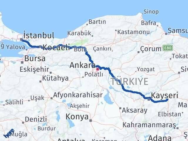 İstanbul Pınarbaşı Arası Kaç Km - Yol Tarifi