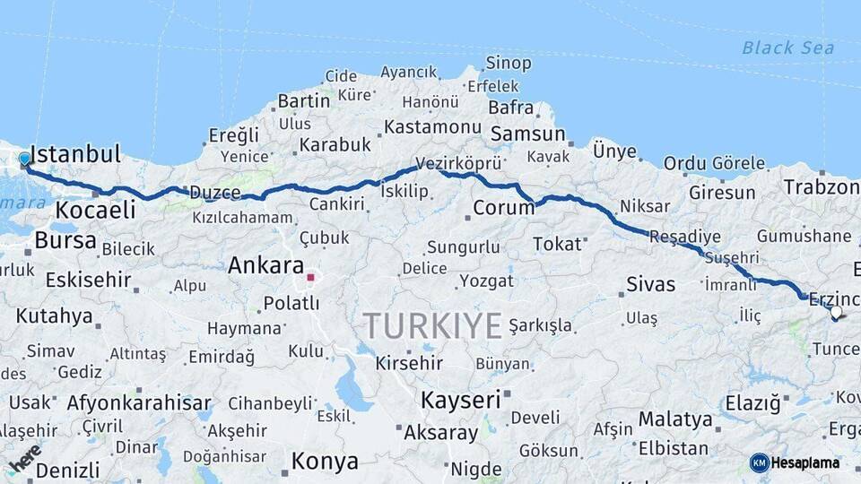 İstanbul Pülümür Tunceli Arası Kaç Km - Yol Haritası