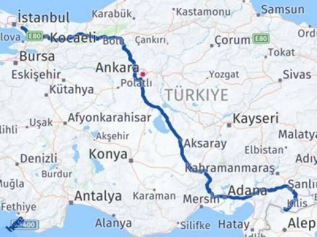 İstanbul Sancaktepe Kilis Arası Kaç Km - Yol Haritası