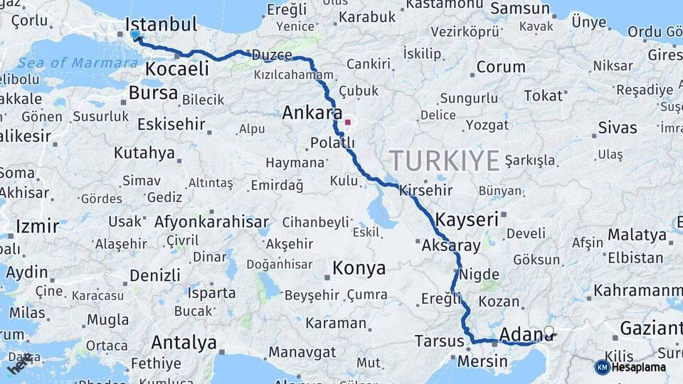 İstanbul Sancaktepe Osmaniye Arası Kaç Km - Yol Haritası