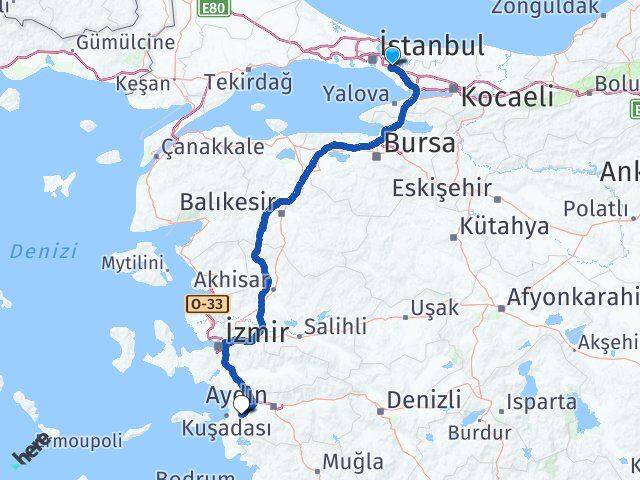 İstanbul Sancaktepe Samandıra Söke Aydın Arası Kaç Km - Yol Haritası