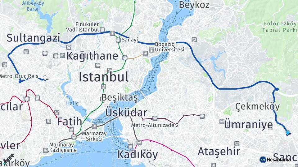 İstanbul Sancaktepe Sarıgazi Gaziosmanpaşa Arası Kaç Km - Yol Haritası