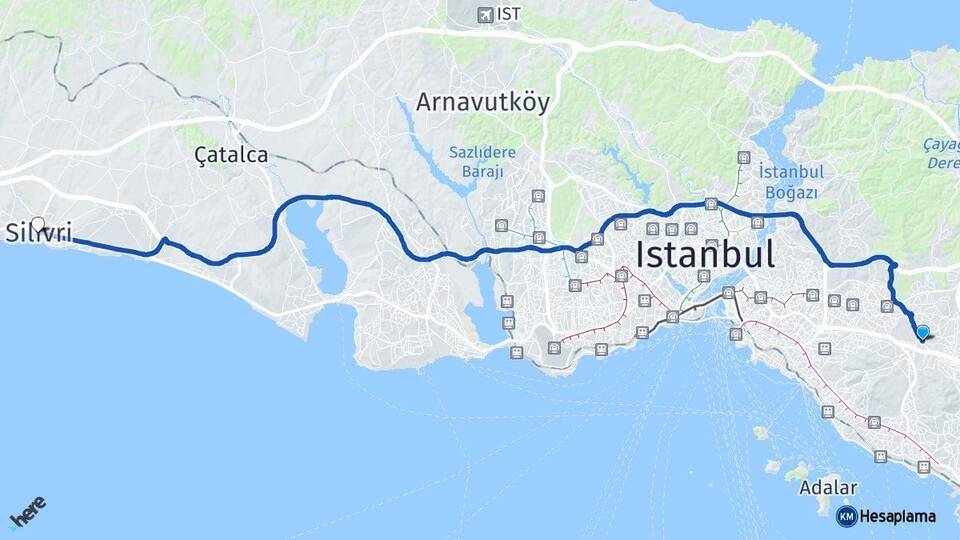 İstanbul Sancaktepe Silivri Arası Kaç Km - Yol Haritası