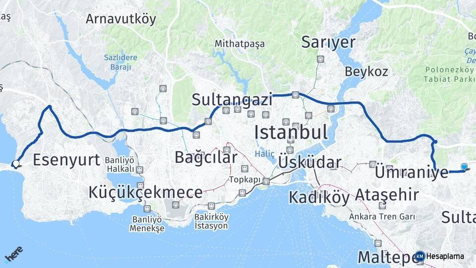 Yenidoğan Büyükçekmece Arası Kaç Km - Yol Tarifi