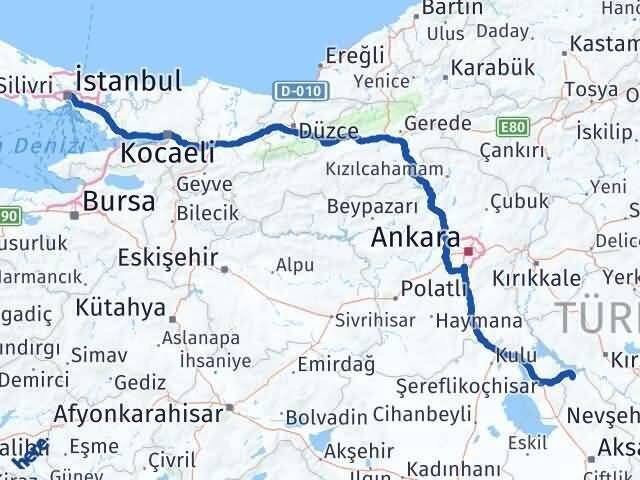 İstanbul Sarıyahşi Aksaray Arası Kaç Km - Yol Haritası