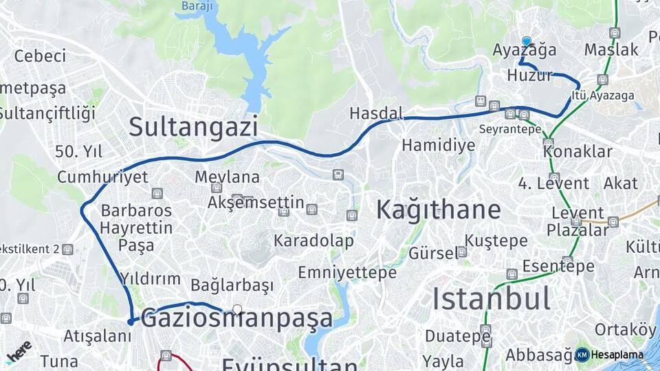 Ayazağa Gaziosmanpaşa Arası Kaç Km - Yol Tarifi