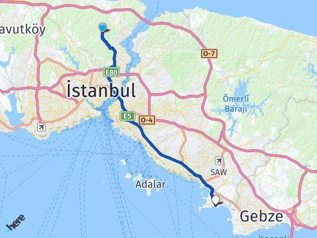 İstanbul Sarıyer Bahçeköy Tuzla Arası Kaç Km - Yol Haritası