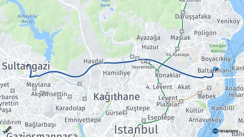 Baltalimanı Sultangazi Arası Kaç Km - Yol Tarifi