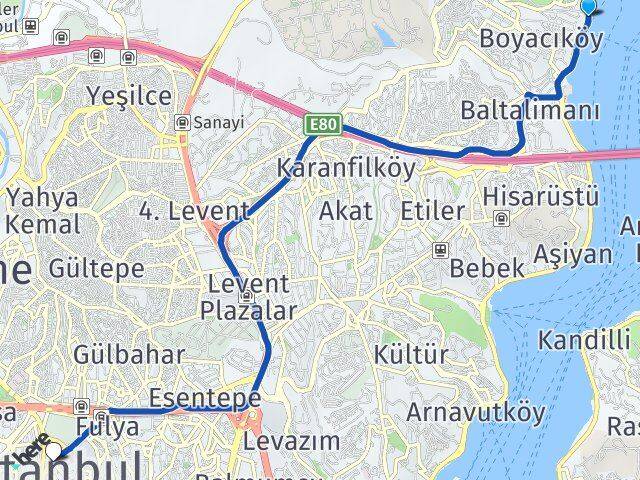 İstanbul Sarıyer Emirgan Şişli Arası Kaç Km - Yol Haritası