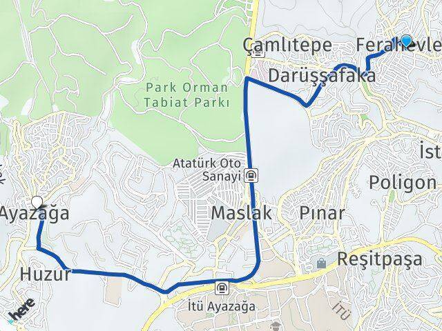 Ferahevler Ayazağa Arası Kaç Km - Yol Tarifi