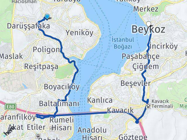 Ferahevler Beykoz Arası Kaç Km - Yol Tarifi