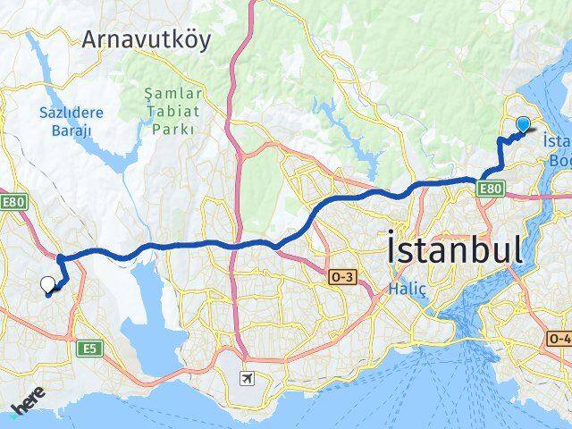 Ferahevler Esenyurt Arası Kaç Km - Yol Tarifi
