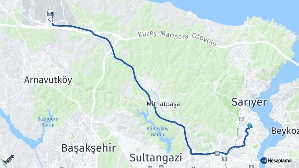 Ferahevler İstanbul Havalimanı Arası Kaç Km - Yol Tarifi