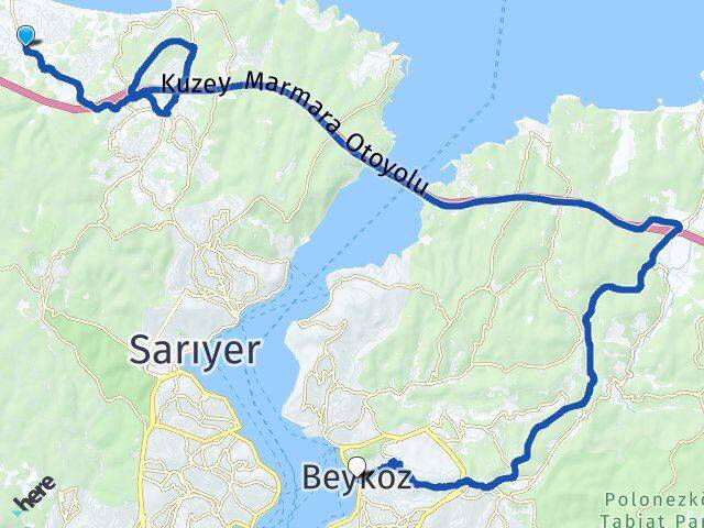 İstanbul Sarıyer Gümüşdere Beykoz Arası Kaç Km - Yol Haritası
