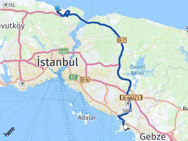 İstanbul Sarıyer Gümüşdere Tuzla Arası Kaç Km - Yol Haritası