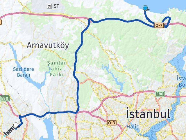 İstanbul Sarıyer Kısırkaya Esenyurt Arası Kaç Km - Yol Haritası
