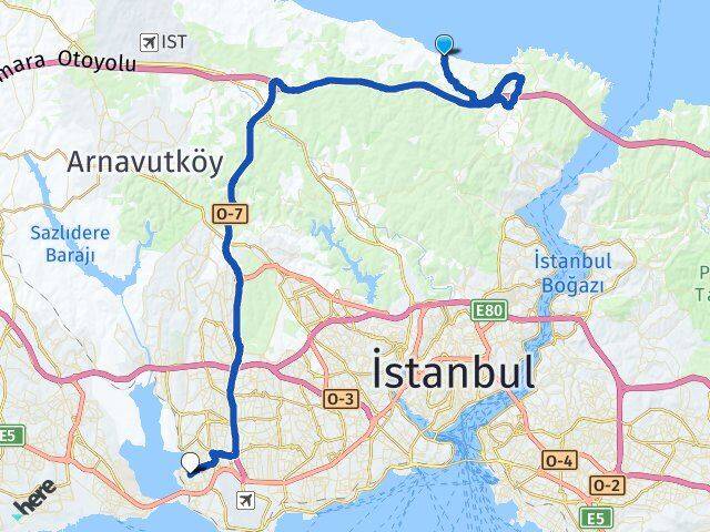 Kısırkaya Küçükçekmece Arası Kaç Km - Yol Tarifi