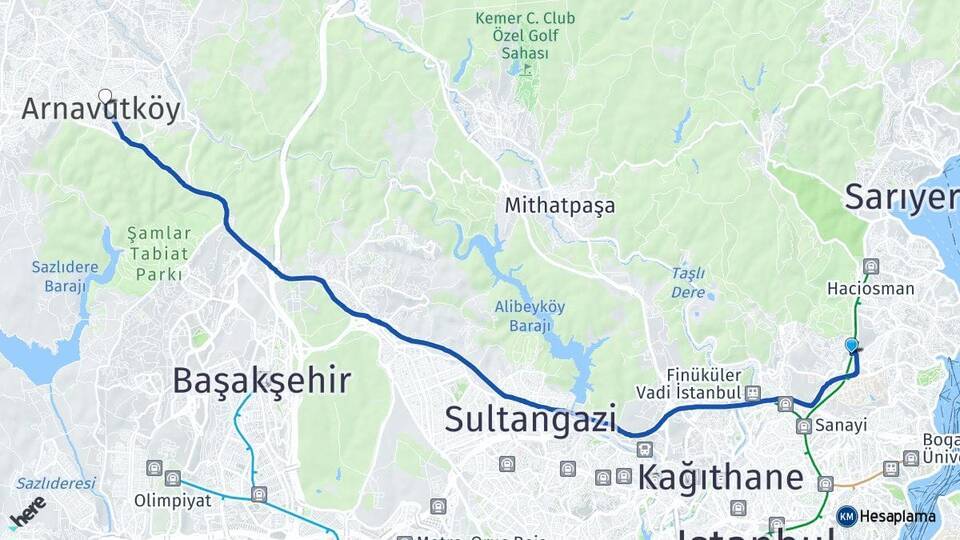 Maslak Arnavutköy Arası Kaç Km - Yol Tarifi