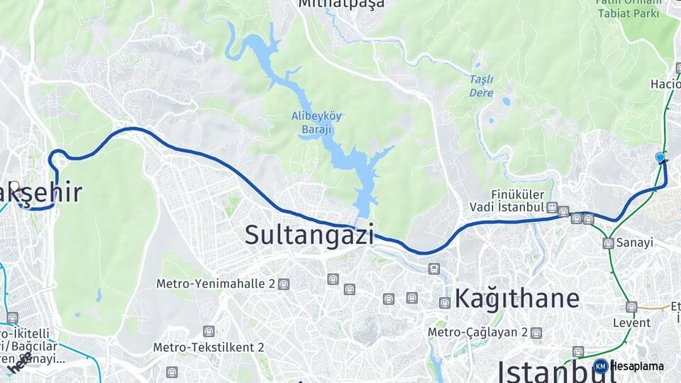 İstanbul Sarıyer Maslak Başakşehir Arası Kaç Km - Yol Haritası