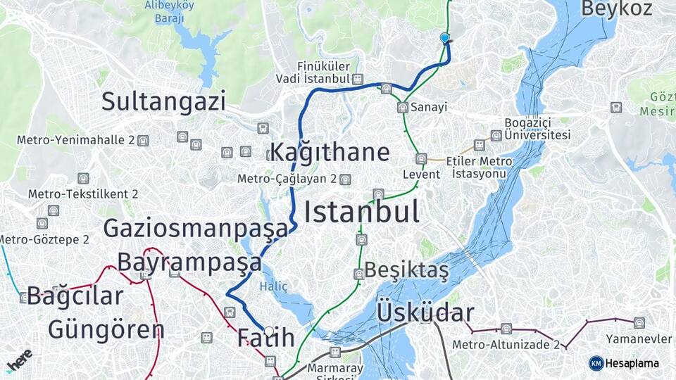 İstanbul Sarıyer Maslak Fatih Arası Kaç Km - Yol Haritası