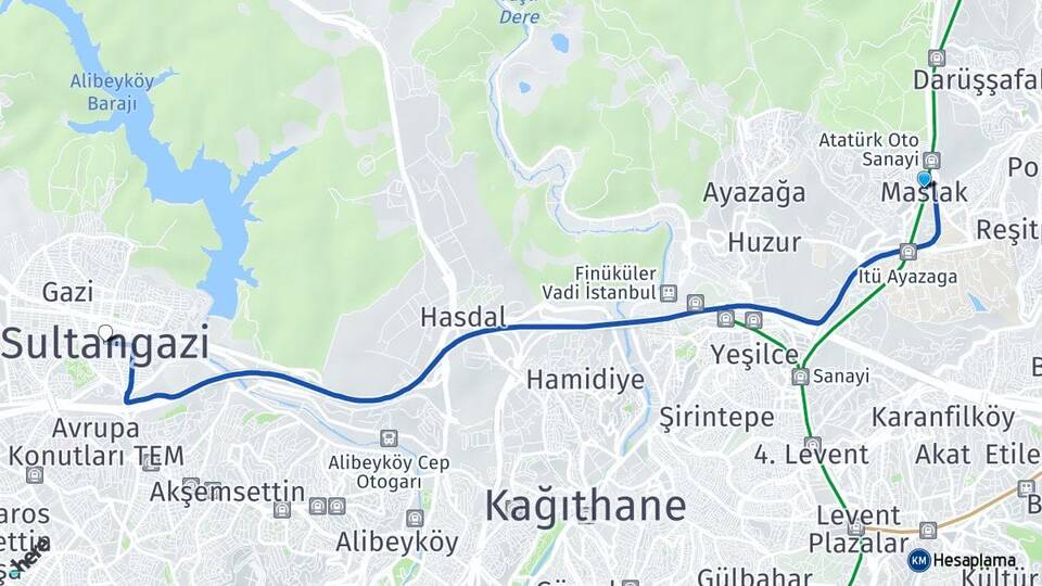İstanbul Sarıyer Maslak Sultangazi Arası Kaç Km - Yol Haritası
