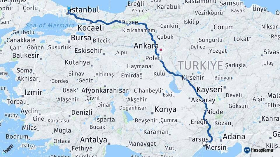 Sarıyer Mersin Arası Kaç Km - Yol Tarifi