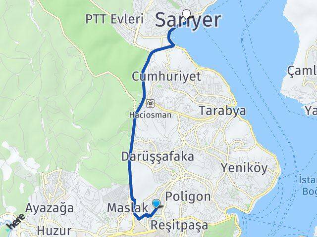 Pınar Sarıyer Arası Kaç Km - Yol Tarifi