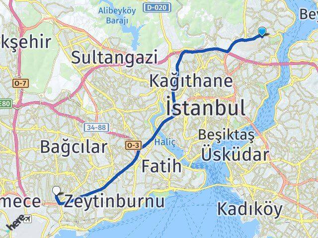 Reşitpaşa Bahçelievler Arası Kaç Km - Yol Tarifi