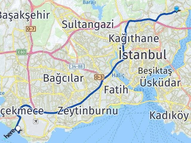 Reşitpaşa Florya Arası Kaç Km - Yol Tarifi