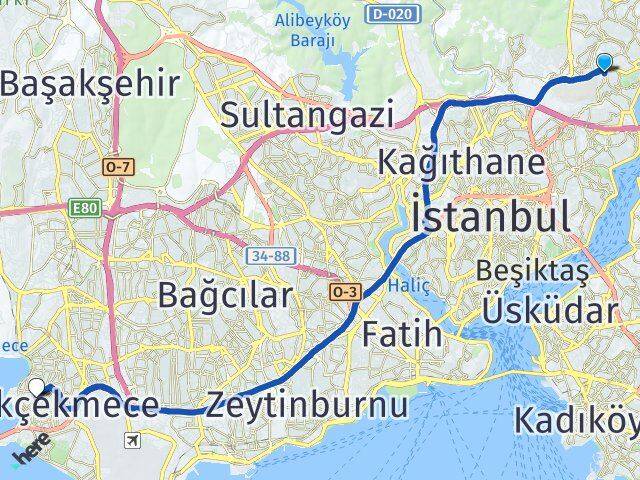 Reşitpaşa Küçükçekmece Arası Kaç Km - Yol Tarifi