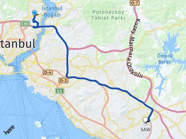 Reşitpaşa Sabiha Gökçen Havalimanı Arası Kaç Km - Yol Tarifi