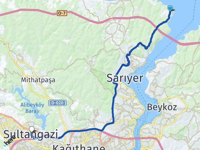 İstanbul Sarıyer Rumelifeneri Sultangazi Arası Kaç Km - Yol Haritası