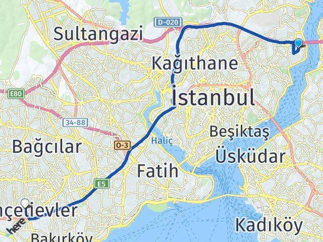 Rumelihisarı Bahçelievler Arası Kaç Km - Yol Tarifi