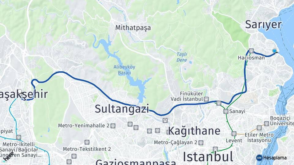 Tarabya Başakşehir Arası Kaç Km - Yol Tarifi