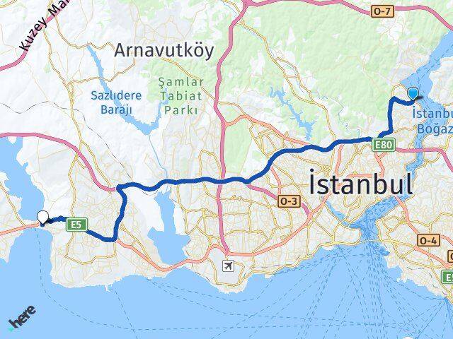 Tarabya Büyükçekmece Arası Kaç Km - Yol Tarifi