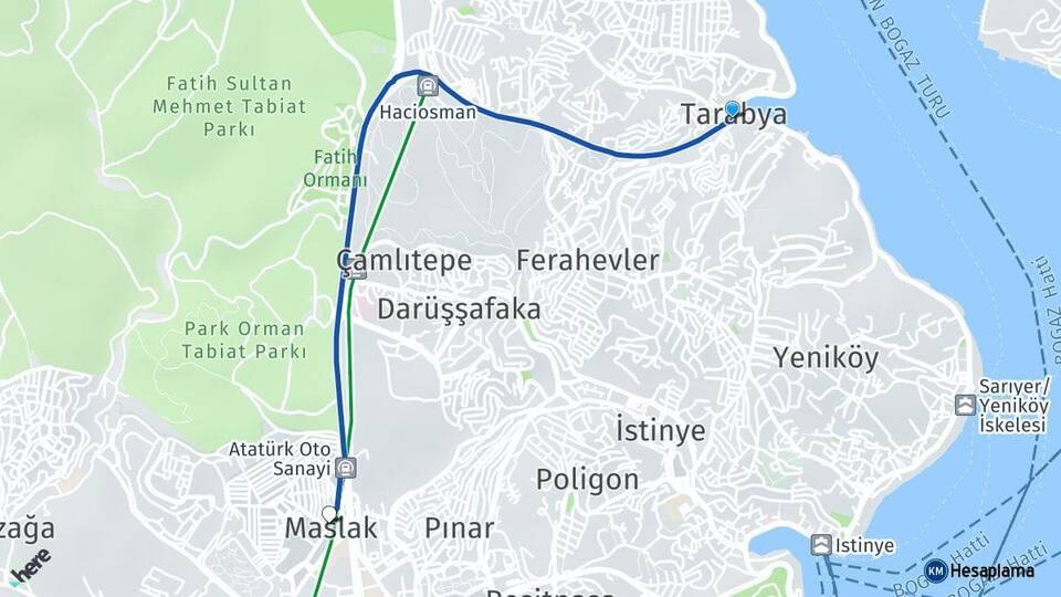 Tarabya Maslak Arası Kaç Km - Yol Tarifi