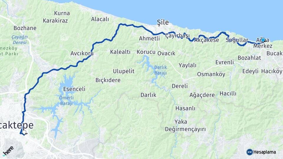İstanbul Şile Ağva Sultanbeyli Arası Kaç Km - Yol Haritası