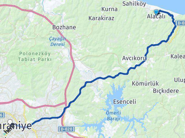 Alacalı Ümraniye Arası Kaç Km - Yol Tarifi