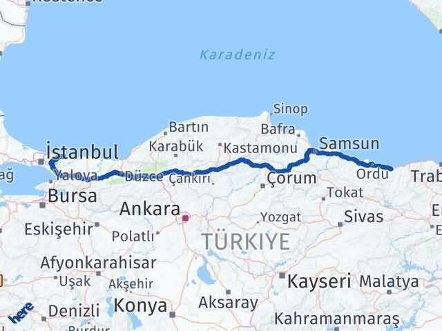 Şile Giresun Arası Kaç Km - Yol Tarifi