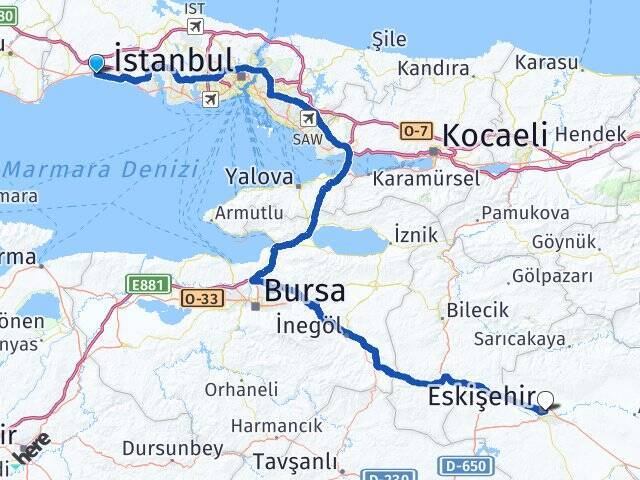 Piri Mehmet Paşa Eskişehir Arası Kaç Km - Yol Tarifi