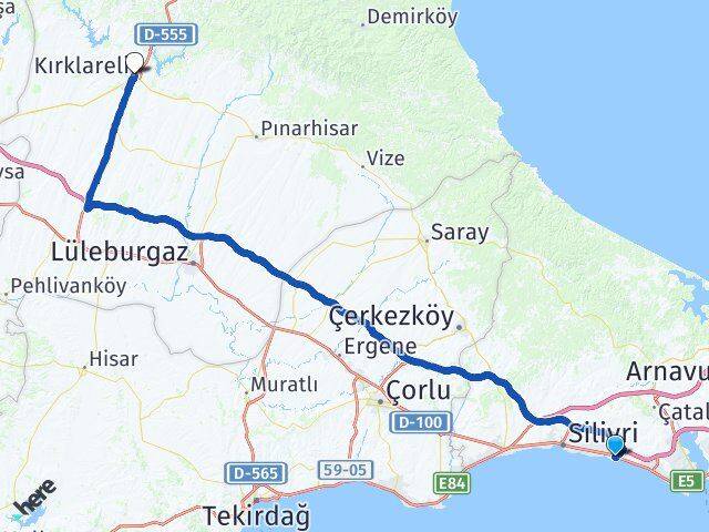 İstanbul Silivri Selimpaşa Kırklareli Arası Kaç Km - Yol Haritası