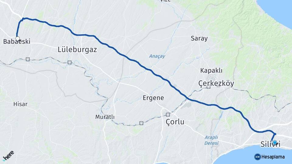 Silivri Otogarı Babaeski Otogarı Arası Kaç Km - Yol Tarifi