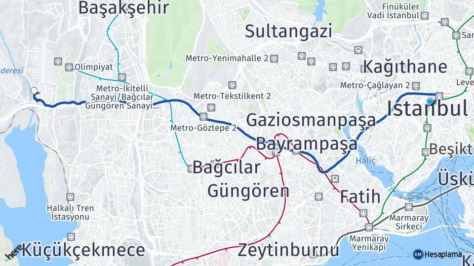 İstanbul Şişli Altınşehir Başakşehir Arası Kaç Km - Yol Haritası