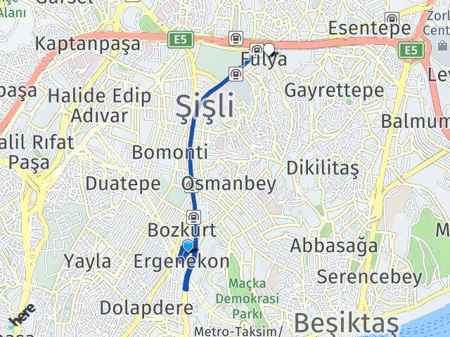 Ergenekon Fulya Arası Kaç Km - Yol Tarifi