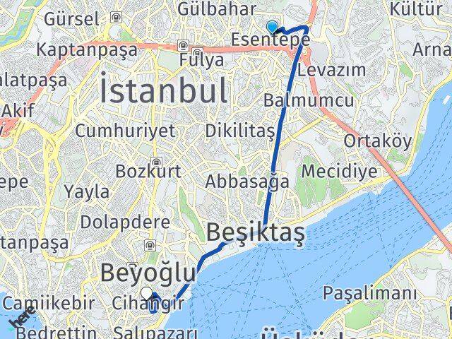 Esentepe Cihangir Arası Kaç Km - Yol Tarifi