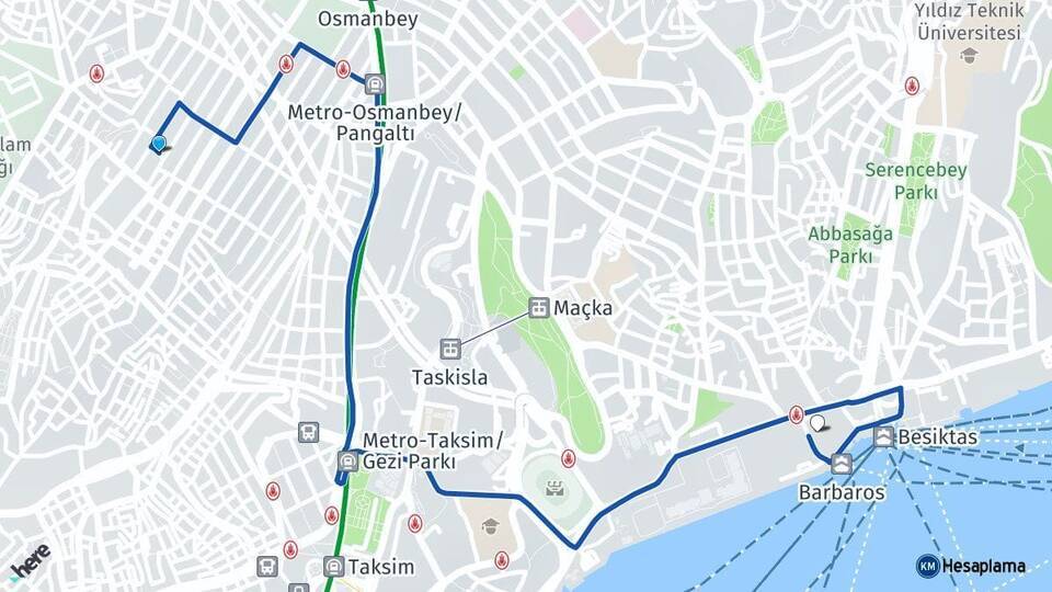 Feriköy Beşiktaş İskelesi Arası Kaç Km - Yol Tarifi